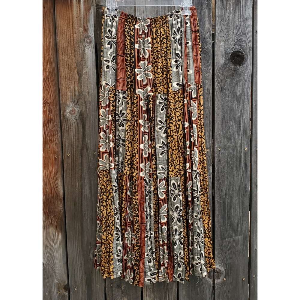 ❤️Floral Leopard Vintage Skirt one size Made in TX 100% Rayon - Picture 5 of 6